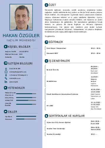 Yazılım Mühendisi Cv Örnekleri cv indir